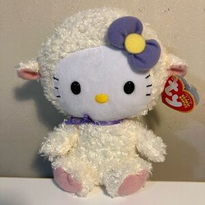 Ty White and Purple Stuffed Animal with Bow